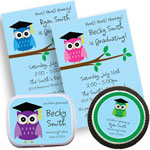 Graduation owl color choice invitations and favors