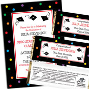 Graduation Dots theme invitations and favors
