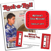 Rock n' Roll theme invitations and favors