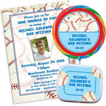 Baseball photo theme invitations and favors