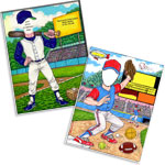 Baseball theme semi custom caricature invitations