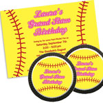 Softball photo theme invitations and favors