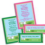 Golf Theme Birthday Party Invitations, Favors and Decorations