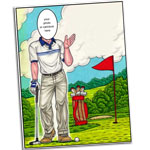 Golf theme semi custom caricature invitations and favors