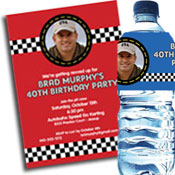 Racing theme invitations and favors