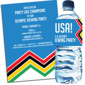 Winter Olympics theme invitations and favors
