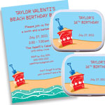 Beach party theme invitation