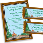 Summer camp theme invitations and favors