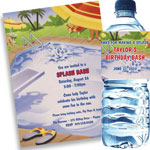Pool party theme invitations and favors