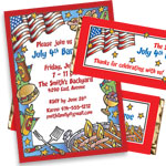 Patriotic BBQ theme invitations and favors