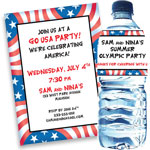 Patriotic flag theme invitations and favors