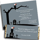 Vulture theme over the hill birthday invitations and favors