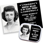 Vintage birthday theme invitations and favors