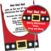 Santa Suit theme Christmas invitations and favors