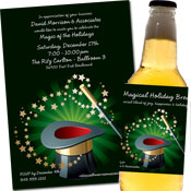 Holiday magic theme invitation and favors