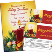 Holiday lights theme invitation and favors
