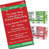 Christmas ticket invitations and backstage passes