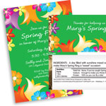 Flower theme invitations and favors