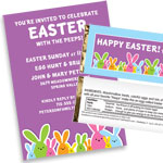 Easter bunnies theme invitations and favors