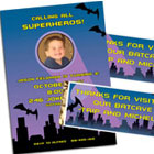 Batman theme party invitations and favors