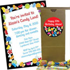 Candy theme invitations, favors