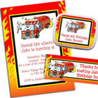 Figh fighter, fire truck birthday party invitations