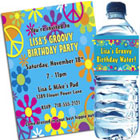 Hippie theme retro kids party invitations and favors