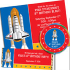 Space theme invitations, birthday party favors