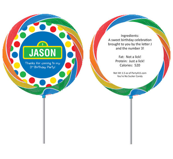 Birthday Sesame Street Theme Custom Lollipop
