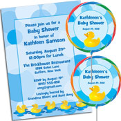 Baby ducks theme baby shower invitations, favors and decorations
