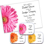 Daisy theme bridal shower invitations and favors