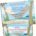 Retirement party hammock theme invitations and favors