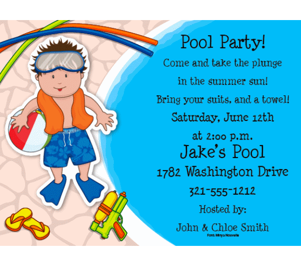 Pool Party Boy Wiggler Invitation