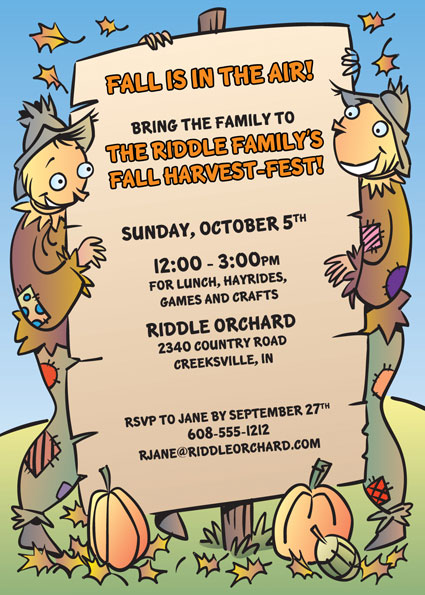 personalized fall theme invitation