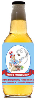 Patriotic beer bottle labels