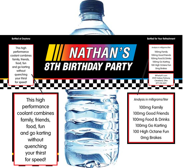 Red Sports Personalized Birthday Party Water Bottle Labels – Chickabug