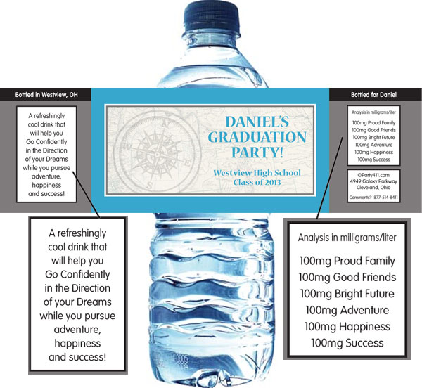 Custom water bottle labels for a nursing graduation party