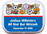 Sports theme mint and candy tin party favors