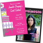 See all personalized Sweet 16 invitations, decorations and party favors