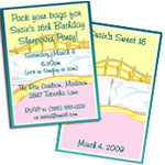 Sweet 16 Sleepover party invitations and favors