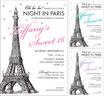 Eiffel Tower Theme Sweet 16 Invitations