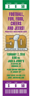 Super Bowl Mardi Gras Ticket Invitations