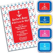 Anchor theme baby shower invitations and favors