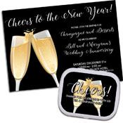 Champagne theme invitations and favors