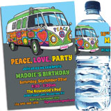 60s hippie bus theme invitations and favors