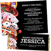 Casino games theme casino party invitations and favors