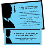 Grad for him theme invitations and favors