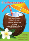 Luau theme party invitations and party favors