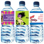 Mardi Gras water bottle labels, personalized