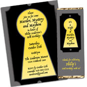 Murder Mystery Theme Invitations and Favors